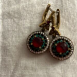 Elegant Gold and Red Drop Earrings